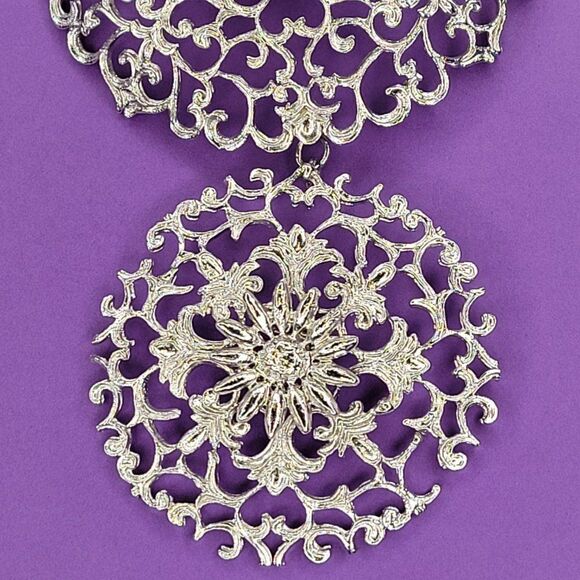 Silver Rhodium Filigree Pendant Necklace - Picture 8 of 12